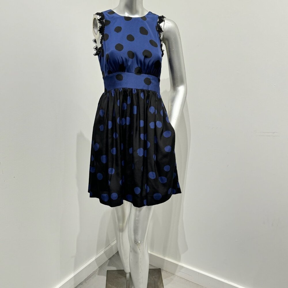 Corey Lynn Calter Blue and Black Polkadot Dress